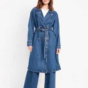 Denim trench coat